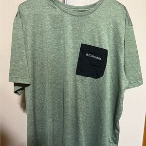 Columbia Men's Heather Green Tee with Black Pocket